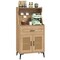 Coffee Bar Cabinet with Pegboard Storage Drawer and Adjustable Shelf-Oak